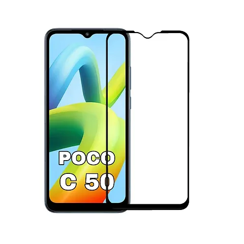 Aliean Tempered Glass for Poco C50 Screen Protector Edge to Edge Coverage with HD Clearances Premium Tempered Glass, Full Adhesives Glass POCO C50 (Pack of 1)