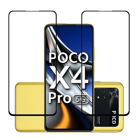 Aliean Tempered Glass for Poco X4 Pro 5G Screen Protector Edge to Edge Coverages with HD Clearance Premium Tempered Glass, Full Adhesives Glass Poco X4 Pro 5G (Pack of 2)