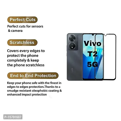 Aliean Tempered Glass For Vivo T2 5G Screen Protector Edge to Edge Coverage with HD Clearance Premium Tempered Glass, Full Adhesives Glass VIVO T2 5G (Pack of 2)-thumb2