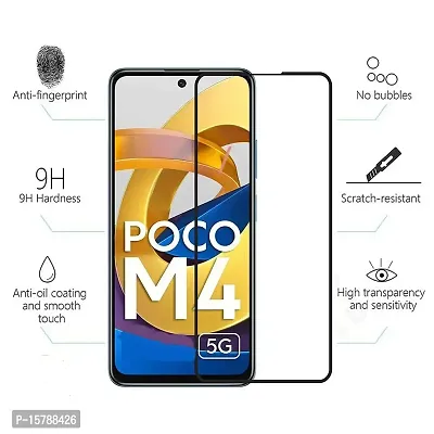 ALIEAN Tempered Glass for Poco M4 5G Screen Protector Edge to Edge Coverage with HD Clearance Premium Tempered Glass, Full Adhesives Glass Poco M4 5G (Pack of 1)-thumb5