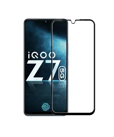 Aliean Tempered Glass For Vivo iQoo Z7 5G Screen Protector Edge to Edge Coverages with HD Clearance Premium Tempered Glass, Full Adhesives Glass VIVO IQOO Z7 5G (Pack of 1)
