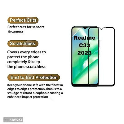 Aliean Tempered Glass For Realme C33 2023 Screen Protector Edge to Edge Coverages with HD Clearance Premium Tempered Glass, Full Adhesives Glass REALME C33 (2023) (Pack of 1)-thumb3
