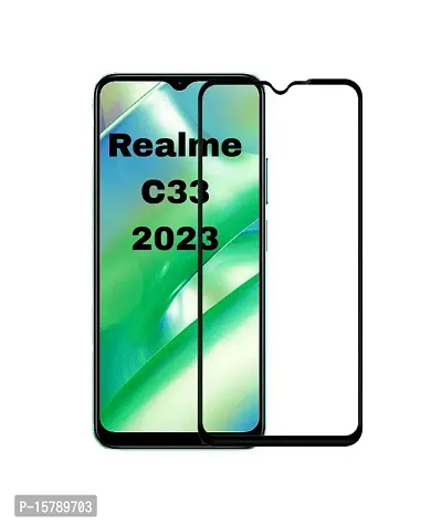 Aliean Tempered Glass For Realme C33 2023 Screen Protector Edge to Edge Coverages with HD Clearance Premium Tempered Glass, Full Adhesives Glass REALME C33 (2023) (Pack of 1)-thumb0