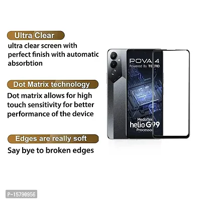 Aliean Tempered Glass for Tecno Pova 4 Screen Protector Edge to Edge Coverage with HD Clearances Premium Tempered Glass, Full Adhesives Glass TECNO POVA 4 (Pack of 2)-thumb2