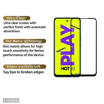 Aliean Tempered Glass for Infinix Hot 20 Play Screen Protectors Edge to Edge Coverage with HD Clearance Premium Tempered Glass, Full Adhesives Glass INFINIX HOT 20 PLAY (Pack of 1)-thumb2