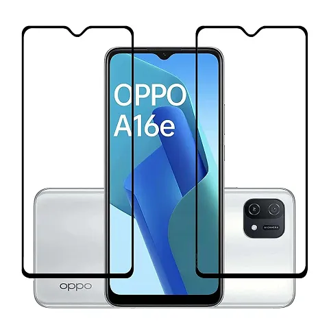 ALIEAN Tempered Glass for Oppo A16e Screen Protector Edge to Edge Coverage with HD Clearance Premium Tempered Glass, Full Adhesive Glass Oppo A16e (Pack of 2)