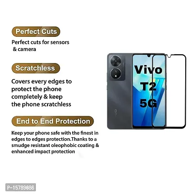 Aliean Tempered Glass For Vivo T2 5G Screen Protector Edge to Edge Coverage with HD Clearances Premium Tempered Glass, Full Adhesives Glass VIVO T2 5G (Pack of 2)-thumb2