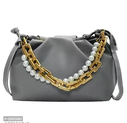 Stylish Grey pu Sling Bag For Women-thumb0