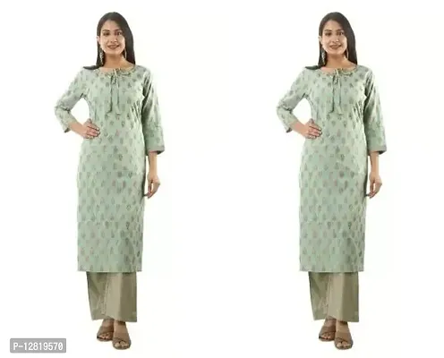 Reliable Turquoise Printed Rayon Cotton Kurta with Palazzo Set For Women- Pack Of 2-thumb0