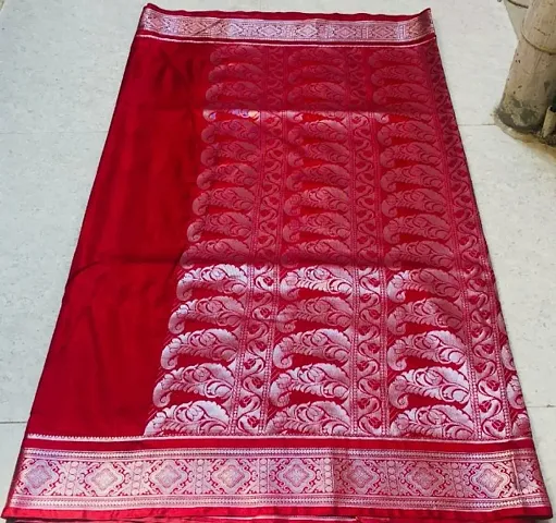 coloured Banarasi Silk Plain Satin Sarees