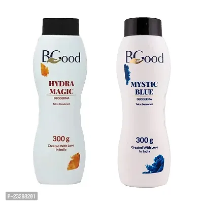 Natural Body  Face Talcum Powder For Men  Women - Mystic Blue Fragrance - 300Gm-Hydra Magic Fragrance - 300Gm Pack Of 2
