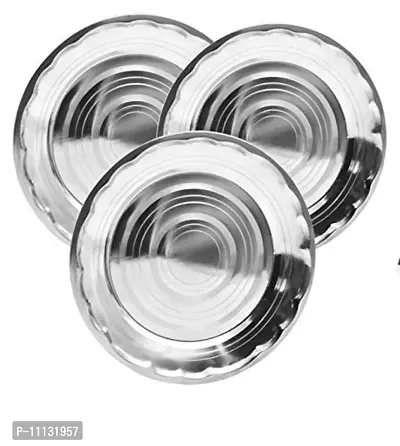 annu traders Beadding Salad Plate , nasta Plate Stainless Steel , Breakfast Plate , Dinner Plate , Gifted Plate [3 pcs , Size:-18cm]