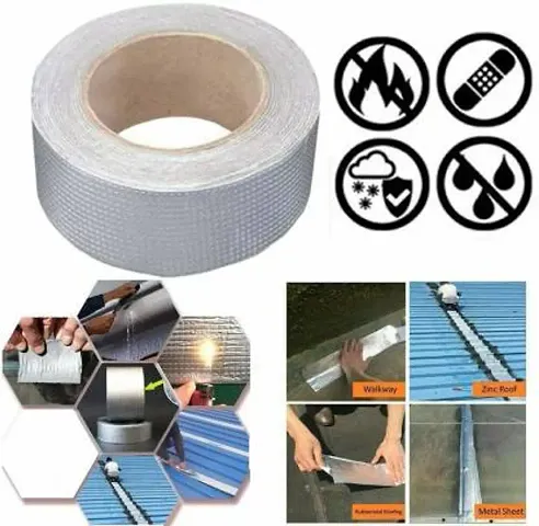 MAITRI ENTERPRISE Waterproof and Heat resistant Aluminum Foil Butyl Rubber Tape Leak Proof M48 5 m Butyl Tapenbsp;nbsp;Silver Pack of 1