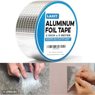 LAXIT Aluminum Foil Waterproof Tape for Leakage Repair Pipe Leakage Roof Water 5 m Duct Tapenbsp;nbsp;Silver Pack of 1