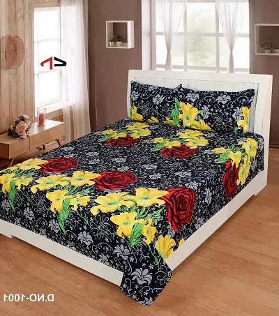 Printed Double Bedsheet with 2 Pillow Cover