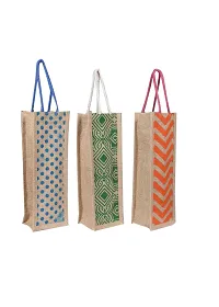 Sunvika House Jute Water Bottle Bag This Jute Bottle Bag can be Given as a Gift Bag or can be Used as Wine Bottle Gift Bag/Bottle Carry Bag/Water Bottle Cover Set of 3 - Multi-thumb1