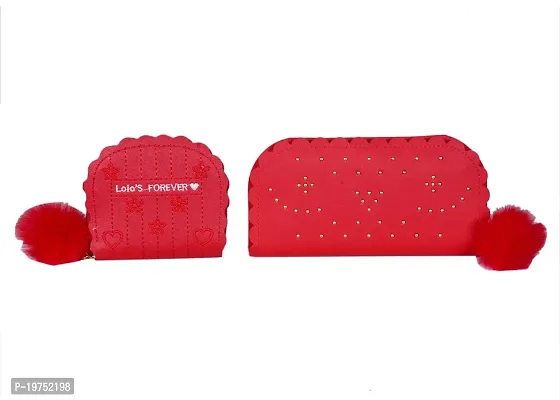 SUNVIKA HOUSE Combo Red Women Clutch with Small Stylish Hand Wallet Ladies Purse Hand Carry Bag Wallets for Girls Gifts For Women-thumb0