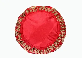 SUNVIKA HOUSE Raw Silk Floral Ethnic Rajasthani Multicolor Embroidered Potli Bag Handbag, Wristlets, Clutch for Women, Girls with Handmadeg (16 X 11 X 21 Cm) Color : Red-thumb2