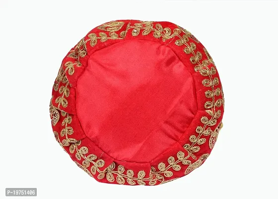 SUNVIKA HOUSE Raw Silk Floral Ethnic Rajasthani Multicolor Embroidered Potli Bag Handbag, Wristlets, Clutch for Women, Girls with Handmadeg (16 X 11 X 21 Cm) Color : Red-thumb3