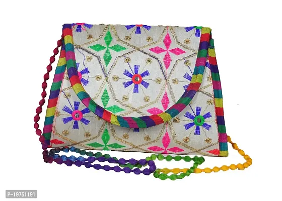 SUNVIKA HOUSE Handcrafted Traditional Embroidery Sling Bags|Rajasthani Sling Bags|Shoulder Bags|Crossbody Bag|Ethnic Shoulder Sling Bag for Women and Girls(Size: 20x24Cm)-thumb2