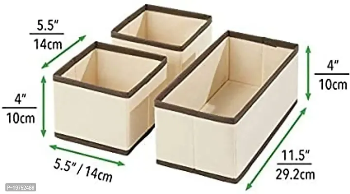 SUNVIKA HOUSE Set Of 3 Non-Woven Foldable Cloth Storage Box Drawer Divider Organizer Closet Storage for Socks Bra Tie Scarfs Collapsible Storage Drawers-thumb5