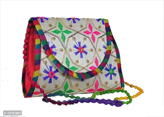 SUNVIKA HOUSE Handcrafted Traditional Embroidery Sling Bags|Rajasthani Sling Bags|Shoulder Bags|Crossbody Bag|Ethnic Shoulder Sling Bag for Women and Girls(Size: 20x24Cm)-thumb4