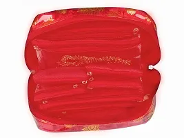 SUNVIKA HOUSE Makeup Pouch Travel Packing Bag | Brocade Jewellery Organizer Pouch Pack of 10 | Color : Red | Material : Fabric | Size : Free Size-thumb2