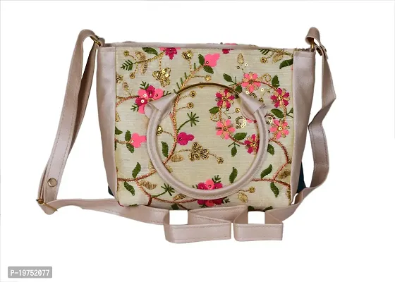 SUNVIKA HOUSE Silk Handbag for Women and Girls With Classic Chain Strap Top Handle Handheld Shoulder Crossbody Purse Beige