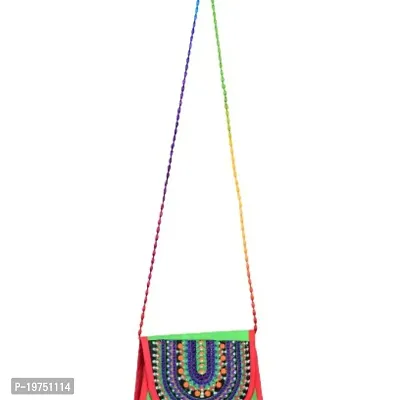 SUNVIKA HOUSE Handcrafted Traditional Embroidery Sling Bags | Crossbody Bag|Ethnic Shoulder Sling Bag for Women and Girls(Size: 20x24Cm)? | Color : Green | Material : Fabric | Size : Free Size-thumb4