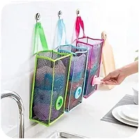 Sunvika House Wall Hanging Garbage Bags Recycle Breathable Storage Polythene Garbage Bags Kitchen Organizer Plastic Wall Mounted Rubbish Bag Container - Multicolor Pack of 3-thumb1