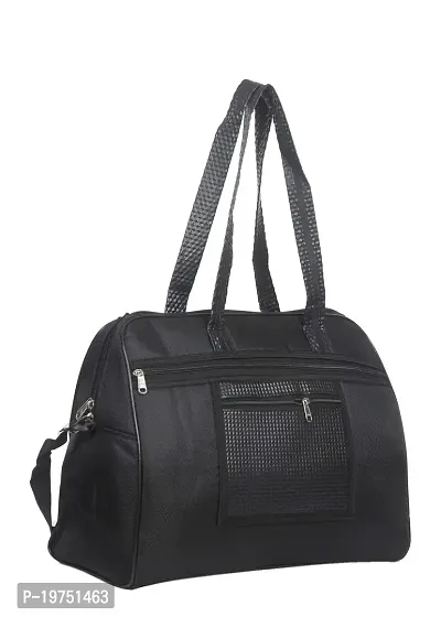 SUNVIKA HOUSE Nylon Fabric Travel Bag/Duffle Bag with Zip Closure (Black,41x18x32cm)