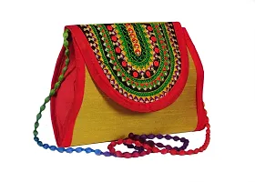 SUNVIKA HOUSE Handcrafted Traditional Embroidery Sling Bags|Rajasthani Sling Bags|Shoulder Bags|Crossbody Bag|Ethnic Shoulder Sling Bag for Women and Girls(Size: 20x24Cm)-thumb1