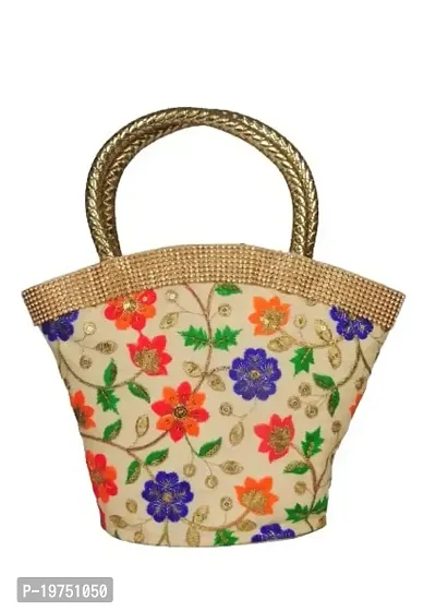 SUNVIKA HOUSE Beautiful stylish trendy Embroidered Trendy Golden Handbag for Women