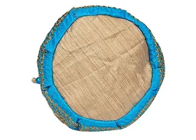 SUNVIKA HOUSE Raw Silk Floral Ethnic Rajasthani Multicolor Embroidered Potli Bag Handbag, Wristlets, Clutch for Women, Girls with Handmade (16 X 11 X 21 Cm) Color : Blue-thumb1