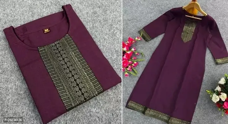 Designer Purple Cotton Kurta For Women-thumb0