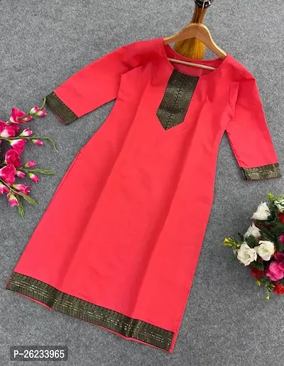 Designer Red Cotton Kurta For Women-thumb0