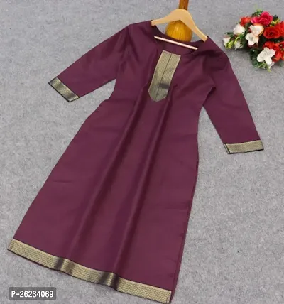 Designer Purple Cotton Kurta For Women-thumb0