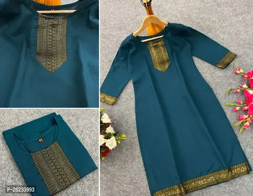 Designer Teal Cotton Kurta For Women-thumb0