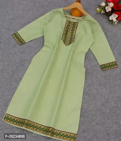 Designer Green Cotton Kurta For Women-thumb0