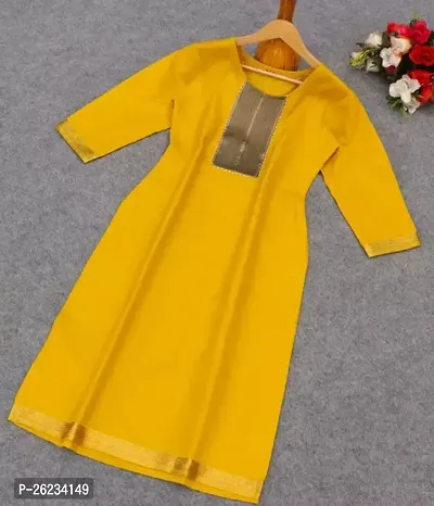 Designer Yellow Cotton Kurta For Women-thumb0