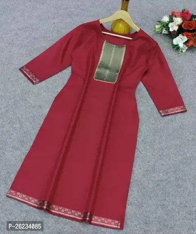 Designer Red Cotton Kurta For Women-thumb0