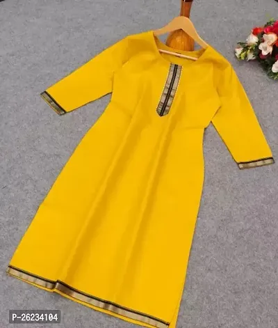 Designer Yellow Cotton Kurta For Women-thumb0