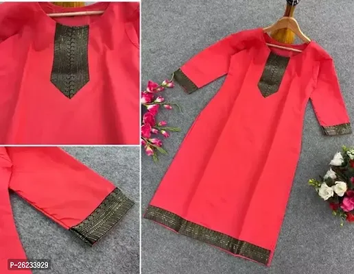 Designer Red Cotton Kurta For Women-thumb0