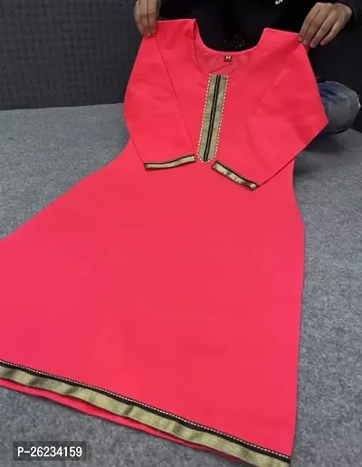 Designer Red Cotton Kurta For Women-thumb0