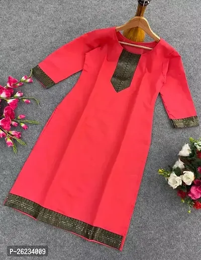 Designer Red Cotton Kurta For Women-thumb0