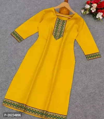 Designer Yellow Cotton Kurta For Women