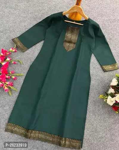 Designer Green Cotton Kurta For Women-thumb0