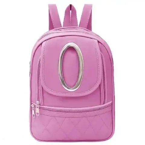 NRST Girl's Round Ear Cute PU Leather Backpack (Baby Pink)