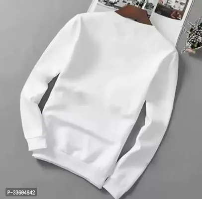 Stylish Cotton Blend White Printed Long Sleeves T-shirt  For Men-thumb2