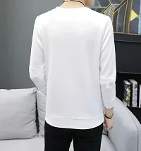 Stylish Cotton Blend White Printed Long Sleeves T-shirt  For Men-thumb1